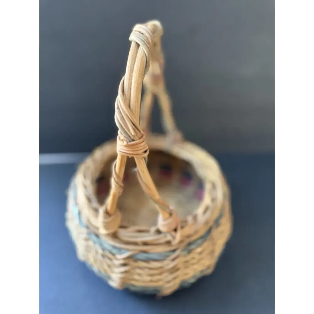 Vintage Garden Trug Handle Basket Rustic Twig Wood Farmhouse Gathering Cottage
